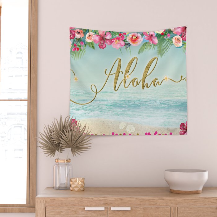 Golden Aloha Wall Tapestry Gallery Image 2