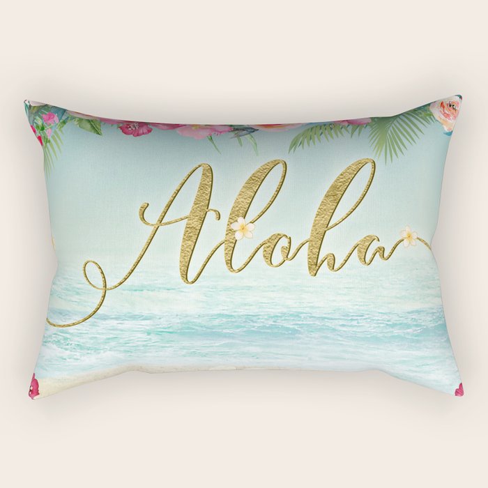 Golden Aloha Rectangular Pillow Gallery Image 2