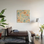 Soft Peach and Blue Art Nouveau Floral Wood Wall Art Gallery Image 2
