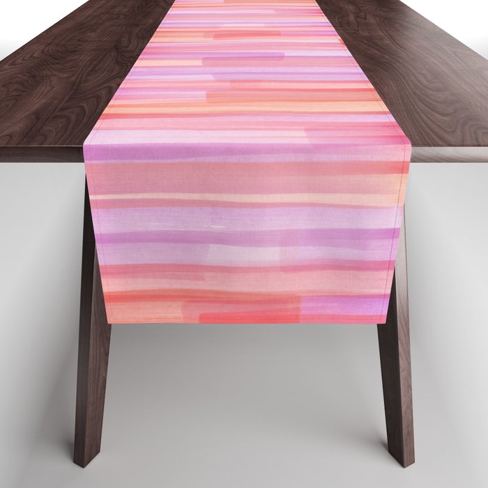 Abstract Watercolor Waves in Pink Sunset Table Runner Gallery Image 1