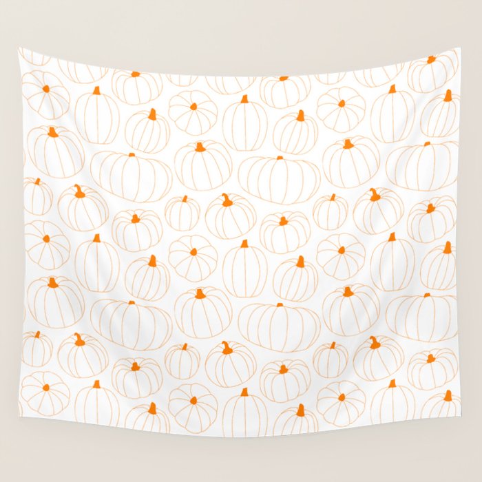 Autumn pumpkin vegetable pattern Wall Tapestry Gallery Image 1