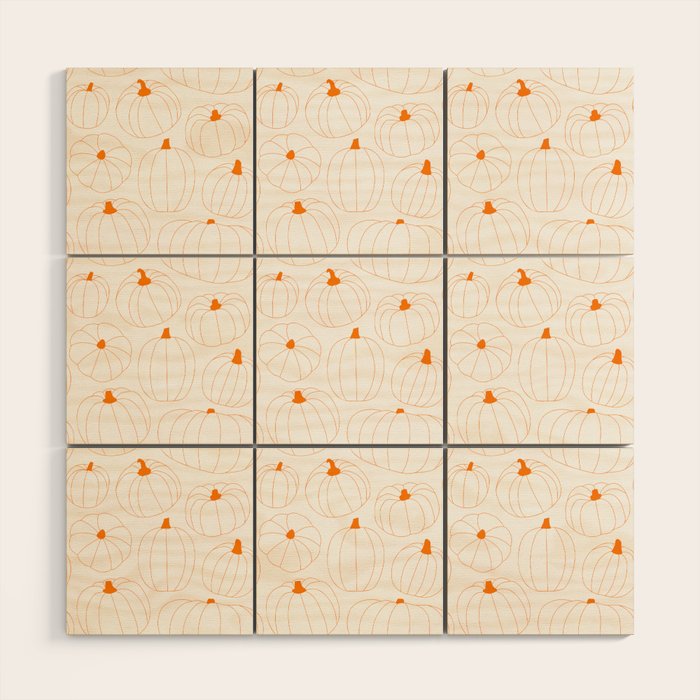 Autumn pumpkin vegetable pattern Wood Wall Art Gallery Image 1