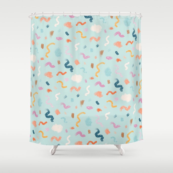 Abtract Colorful Brush Pattern Shower Curtain Gallery Image 1