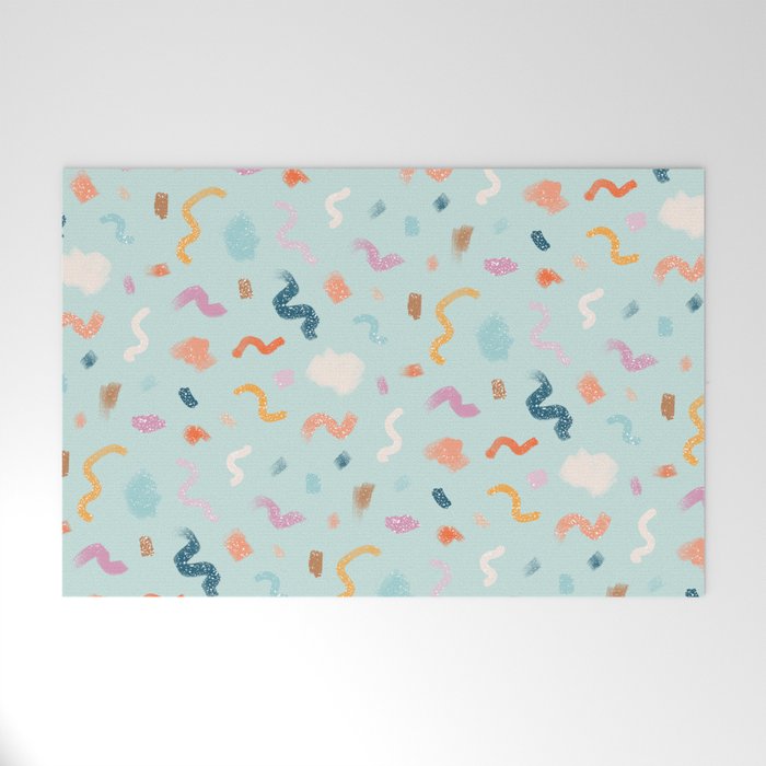 Abtract Colorful Brush Pattern Welcome Mat Gallery Image 1