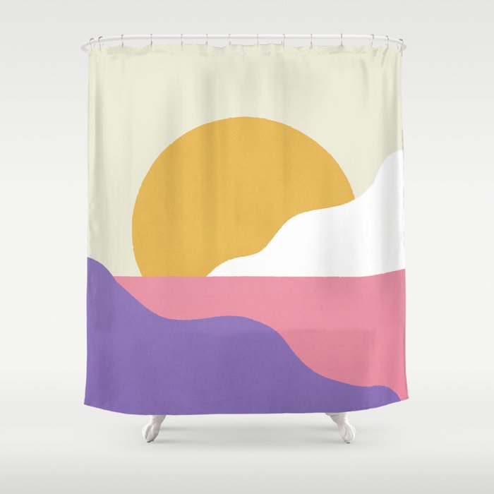 Sunset Island - Pink Shower Curtain Gallery Image 1