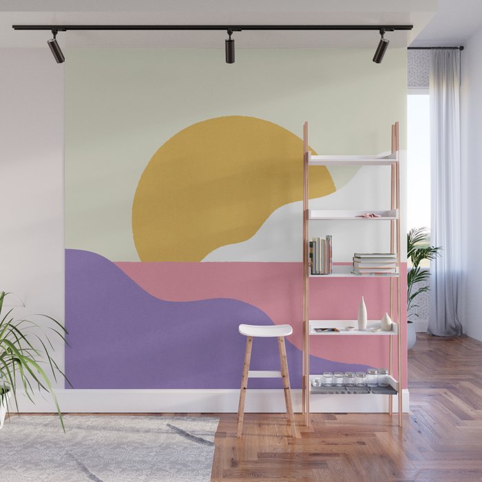 Sunset Island - Pink Wall Mural Gallery Image 1