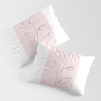 Botanical Line Art, Line Rose, Pink Wall Art, Minimalist Modern Art by Synplus Pillow Sham Gallery Image 3