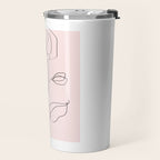 Botanical Line Art, Line Rose, Pink Wall Art, Minimalist Modern Art by Synplus Travel Mug Gallery Image 2