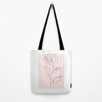 Botanical Line Art, Line Rose, Pink Wall Art, Minimalist Modern Art by Synplus Tote Bag Gallery Image 2