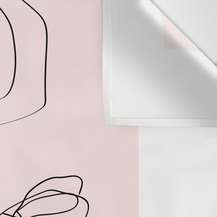 Botanical Line Art, Line Rose, Pink Wall Art, Minimalist Modern Art by Synplus Wall Tapestry Gallery Image 3