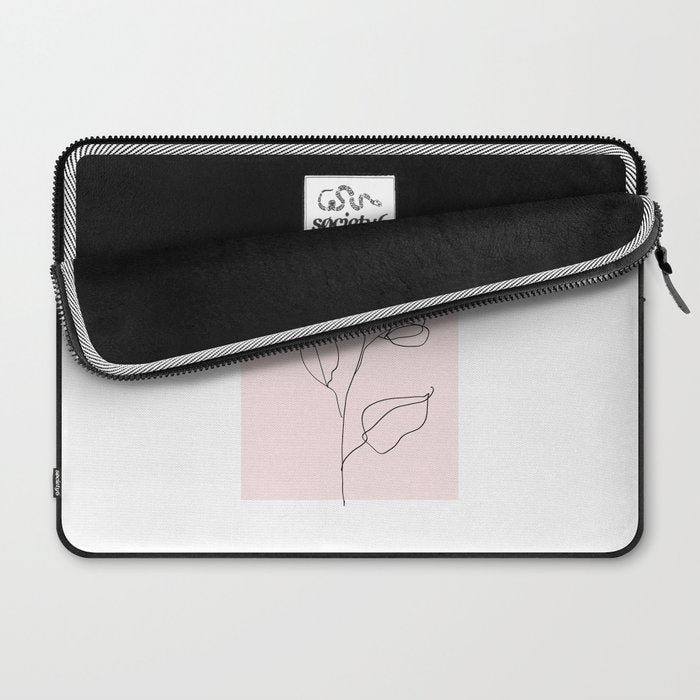 Botanical Line Art, Line Rose, Pink Wall Art, Minimalist Modern Art by Synplus Laptop Sleeve Gallery Image 2
