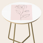 Botanical Line Art, Line Rose, Pink Wall Art, Minimalist Modern Art by Synplus Side Table Gallery Image 2