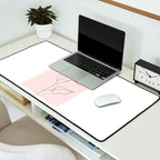 Botanical Line Art, Line Rose, Pink Wall Art, Minimalist Modern Art by Synplus Desk Mat Gallery Image 2