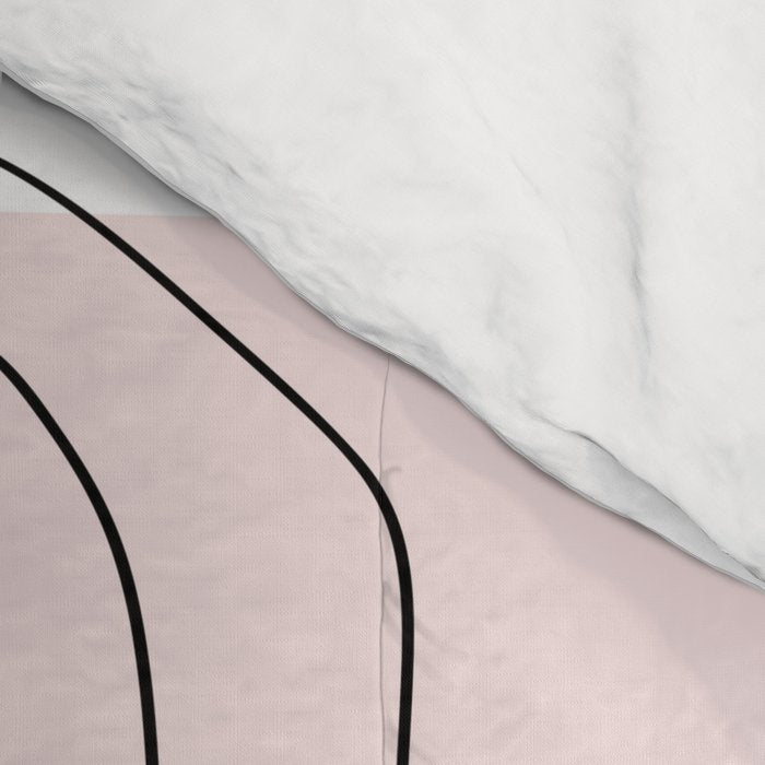 Botanical Line Art, Line Rose, Pink Wall Art, Minimalist Modern Art by Synplus Comforter Gallery Image 4