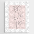 Botanical Line Art, Line Rose, Pink Wall Art, Minimalist Modern Art by Synplus Jigsaw Puzzle Gallery Image 1