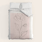 Botanical Line Art, Line Rose, Pink Wall Art, Minimalist Modern Art by Synplus Duvet Cover Gallery Image 6