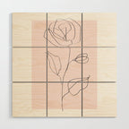 Botanical Line Art, Line Rose, Pink Wall Art, Minimalist Modern Art by Synplus Wood Wall Art Gallery Image 1