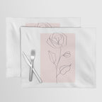 Botanical Line Art, Line Rose, Pink Wall Art, Minimalist Modern Art by Synplus Placemat Gallery Image 1