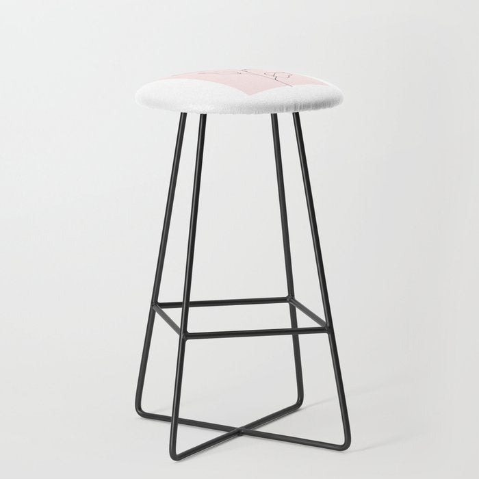 Botanical Line Art, Line Rose, Pink Wall Art, Minimalist Modern Art by Synplus Stool Gallery Image 1