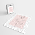 Botanical Line Art, Line Rose, Pink Wall Art, Minimalist Modern Art by Synplus Jigsaw Puzzle Gallery Image 2