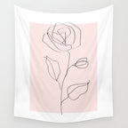 Botanical Line Art, Line Rose, Pink Wall Art, Minimalist Modern Art by Synplus Wall Tapestry Gallery Image 4