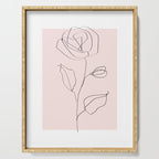Botanical Line Art, Line Rose, Pink Wall Art, Minimalist Modern Art by Synplus Serving Tray Gallery Image 1