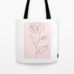 Botanical Line Art, Line Rose, Pink Wall Art, Minimalist Modern Art by Synplus Tote Bag Gallery Image 1