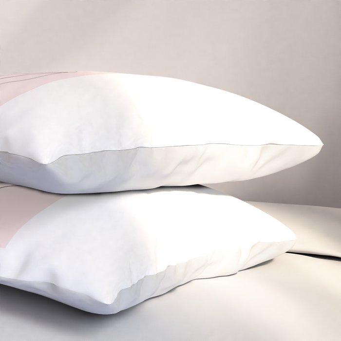 Botanical Line Art, Line Rose, Pink Wall Art, Minimalist Modern Art by Synplus Pillow Sham Gallery Image 3