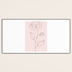 Botanical Line Art, Line Rose, Pink Wall Art, Minimalist Modern Art by Synplus Desk Mat Gallery Image 3
