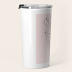 Botanical Line Art, Line Rose, Pink Wall Art, Minimalist Modern Art by Synplus Travel Mug Gallery Image 3