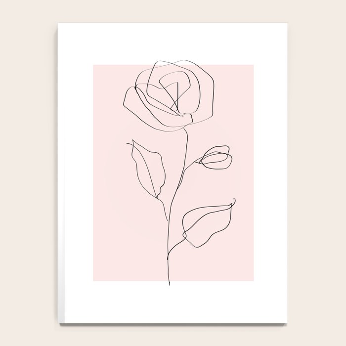 Botanical Line Art, Line Rose, Pink Wall Art, Minimalist Modern Art by Synplus Notebook Gallery Image 4