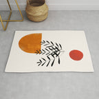 'Autumn Vine' Minimal Mid Century Abstract Shapes With Floral Plant Motif Boho Vintage Paper Collage Line Drawing Rug Gallery Image 1