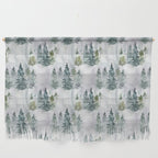 Watercolor forest green snow Christmas pine tree Wall Hanging Gallery Image 1