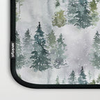 Watercolor forest green snow Christmas pine tree Laptop Sleeve Gallery Image 3