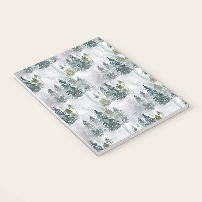 Watercolor forest green snow Christmas pine tree Notebook Gallery Image 3
