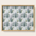 Watercolor forest green snow Christmas pine tree Serving Tray Gallery Image 1
