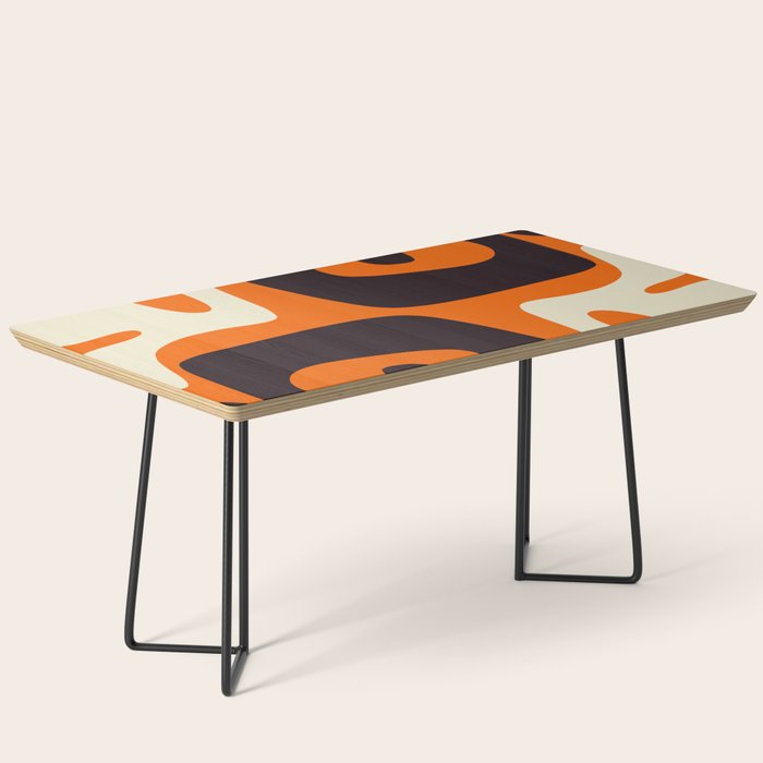 Mid Century Modern Mythos Abstract Black Orange Cream Coffee Table Gallery Image 1
