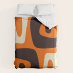 Mid Century Modern Mythos Abstract Black Orange Cream Duvet Cover Gallery Image 6