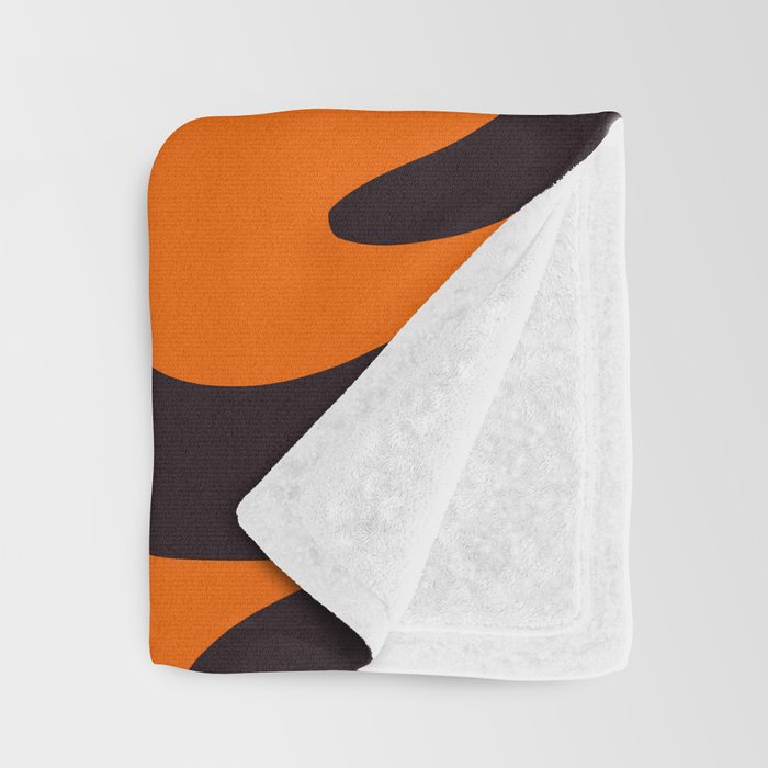 Mid Century Modern Mythos Abstract Black Orange Cream Throw Blanket Gallery Image 3