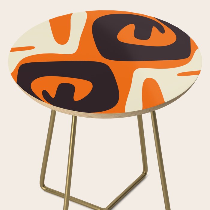 Mid Century Modern Mythos Abstract Black Orange Cream Side Table Gallery Image 2
