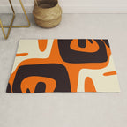 Mid Century Modern Mythos Abstract Black Orange Cream Rug Gallery Image 1