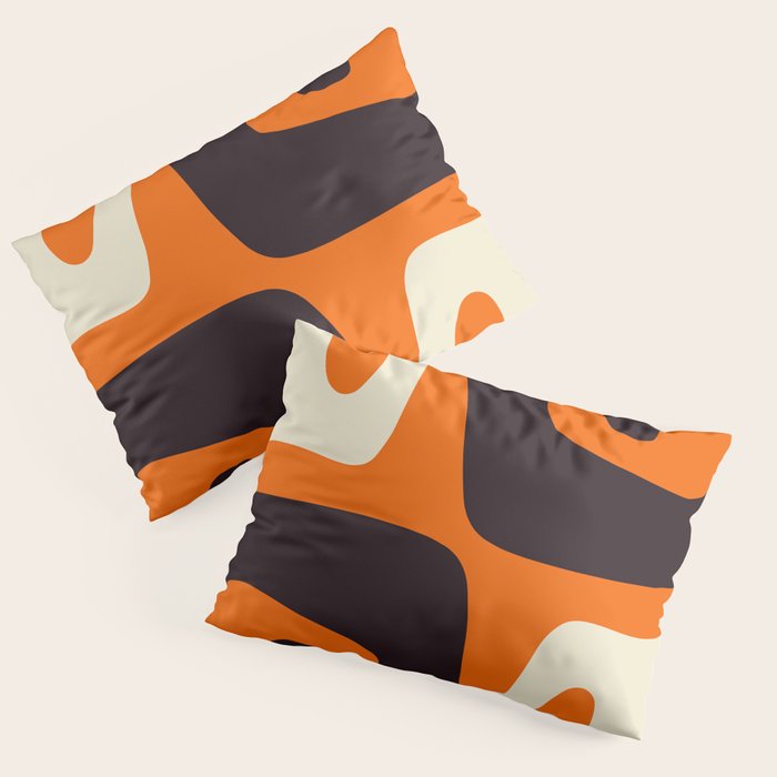Mid Century Modern Mythos Abstract Black Orange Cream Pillow Sham Gallery Image 3
