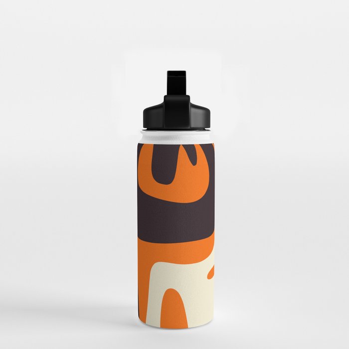 Mid Century Modern Mythos Abstract Black Orange Cream Water Bottle Gallery Image 2