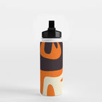 Mid Century Modern Mythos Abstract Black Orange Cream Water Bottle Gallery Image 2