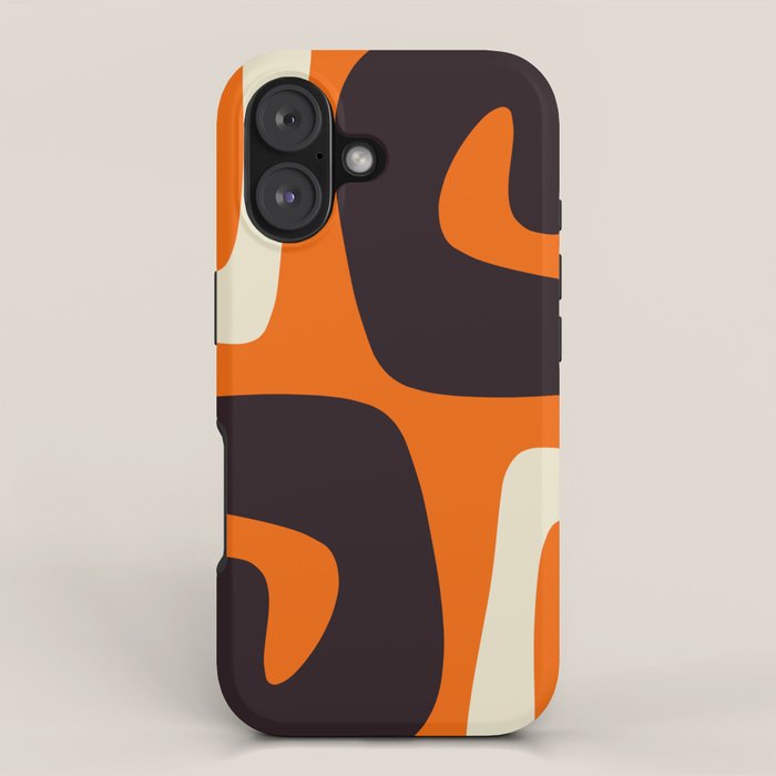 Mid Century Modern Mythos Abstract Black Orange Cream iPhone Case Gallery Image 1