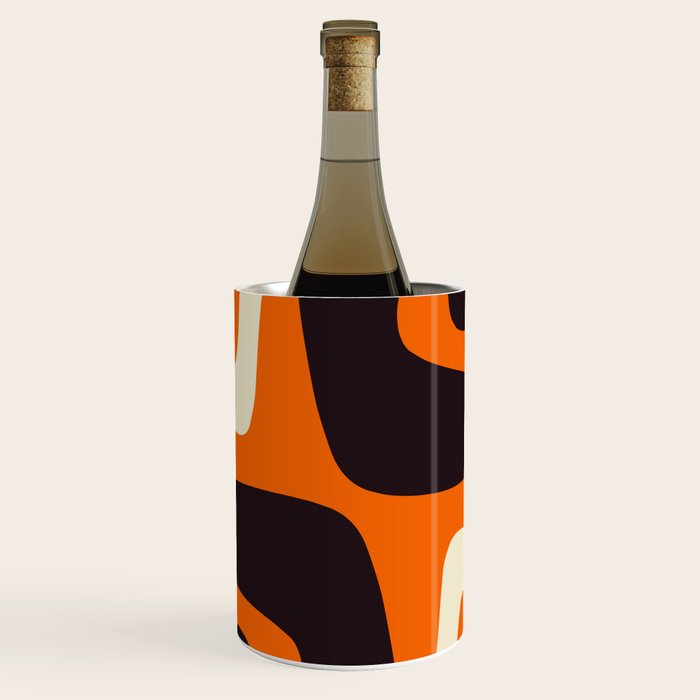 Mid Century Modern Mythos Abstract Black Orange Cream Wine Chiller Gallery Image 1