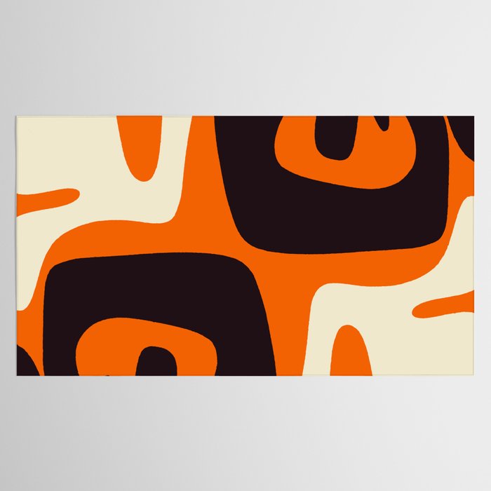 Mid Century Modern Mythos Abstract Black Orange Cream Tablecloth Gallery Image 2