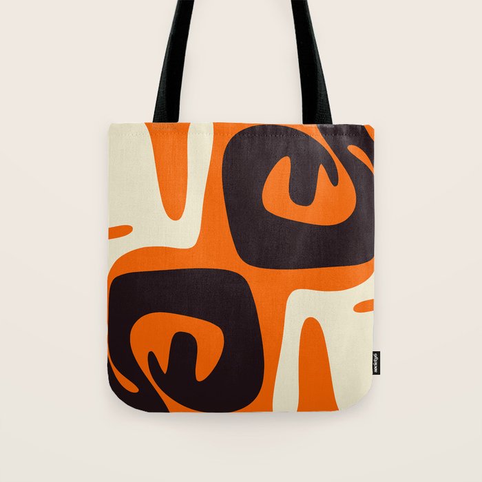 Mid Century Modern Mythos Abstract Black Orange Cream Tote Bag Gallery Image 1