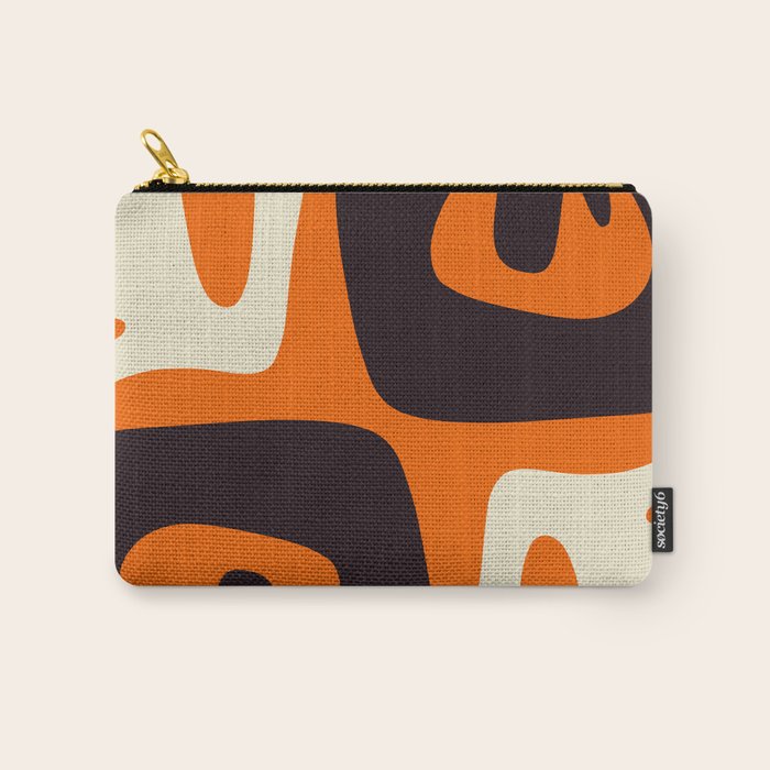 Mid Century Modern Mythos Abstract Black Orange Cream Carry All Pouch Gallery Image 1