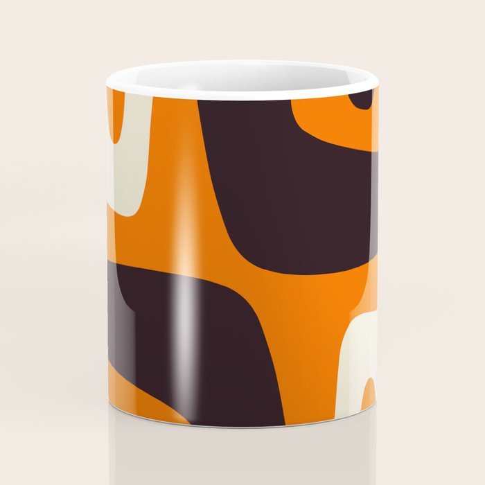 Mid Century Modern Mythos Abstract Black Orange Cream Coffee Mug Gallery Image 4